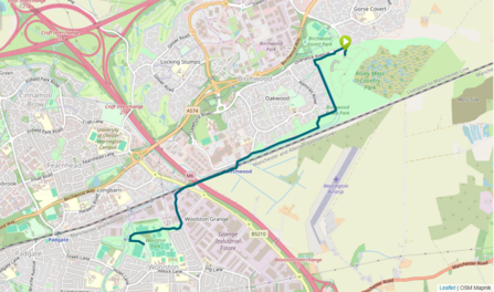 Woolston Park to Risley Moss map
