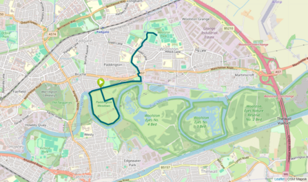 Woolston Park to Paddington Meadows map
