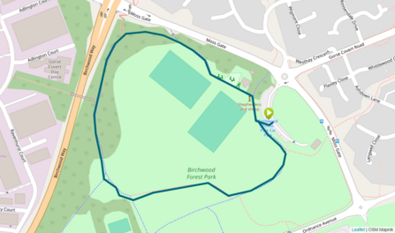 British Cycling Birchwood Forest Park Loop map