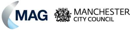 Manchester Airport Group and Manchester City Council logos