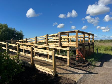Wooden viewing platform at Lunt Meadows