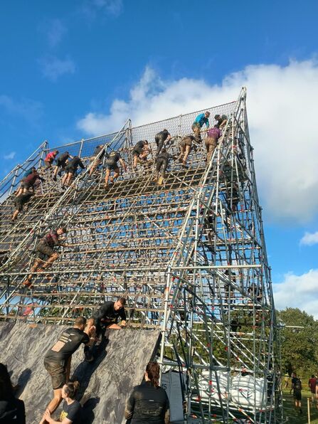 A tall 40foot climbing net