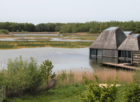 Brockholes' floating Visitor Village during spring