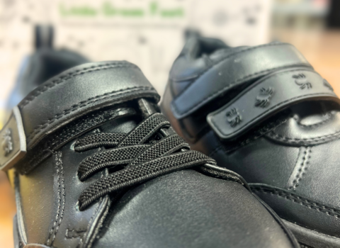 pair of recycled school shoes from Little Green Feet range